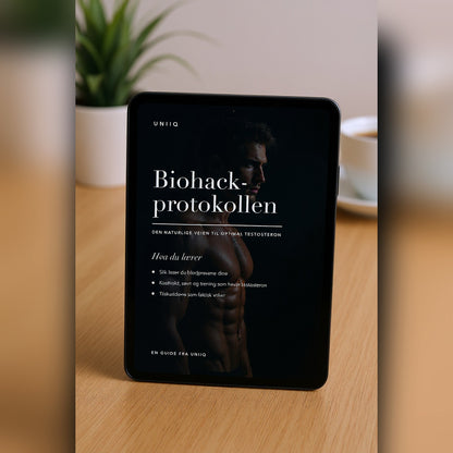 Biohack-protokollen e-bok vist på nettbrett på et lyst trebord
